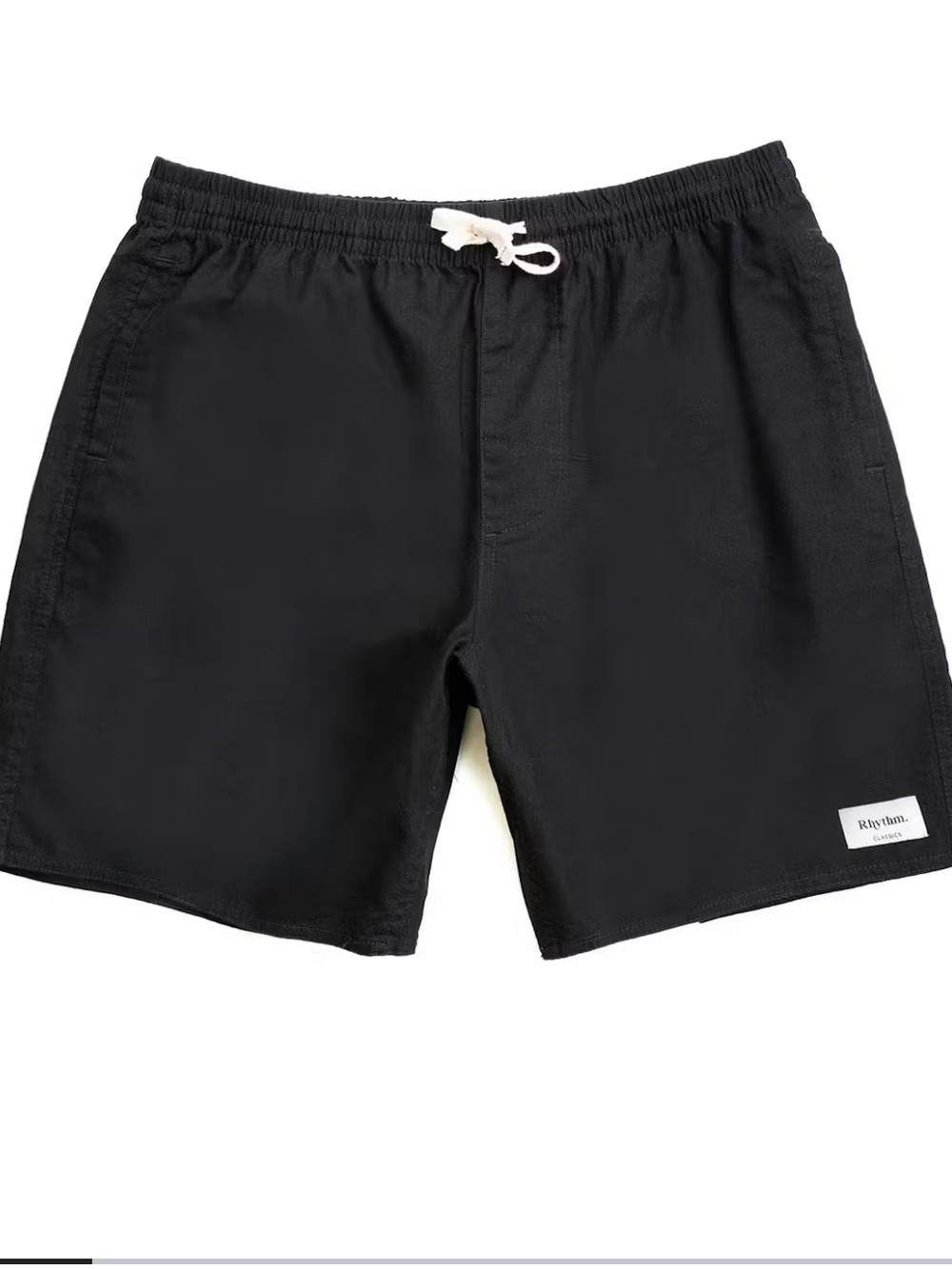 Rhythm Classic Linen Jam Short Black Size 30 Elastic Waist Drawstring